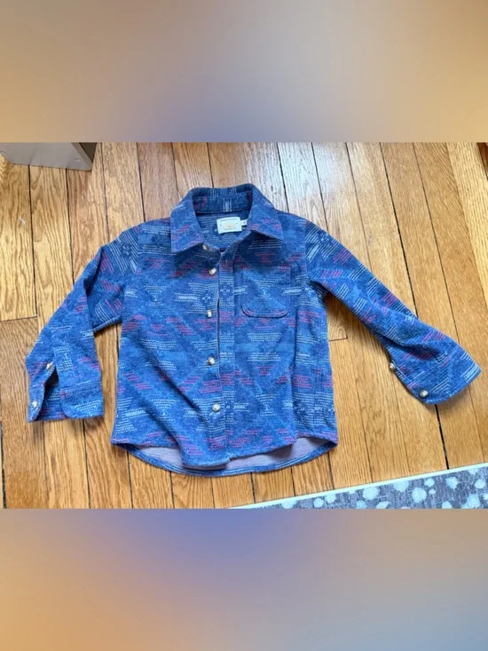Faherty Kids Blue Button-Down Shirt - Size 4 - Picture 1 of 2
